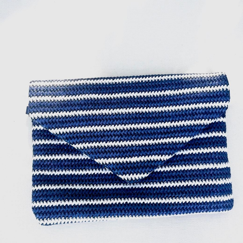 Urban Expressions Navy and White Striped Envelope Clutch